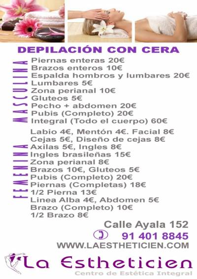 OFRECEMOS DEPILACIÓN Y TRATAMIENTOS DE BELLEZA MASCULINA