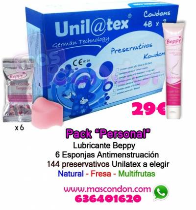 AA PACK: .144 .PRESERVATIVOS + LUBRICANTE + 6 ESPONJITAS ANT