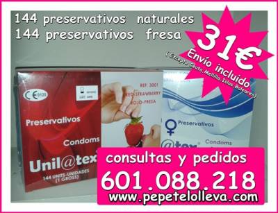 CAJA DE 288 PRESERVATIVOS UNILATEX 31 € FRESA O NATURALES