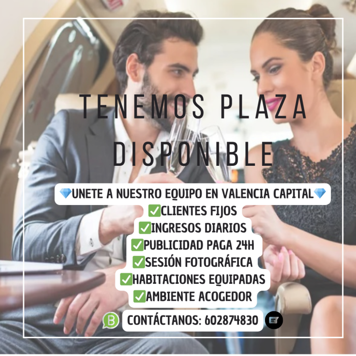 PLAZA DISPONIBLE PARA CHICAS ENTRE //18 y 40 Años/