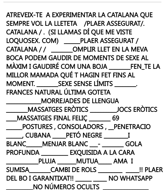 PER TORNAR_TE BOIX T ATREVEIXES!DISCRETA CATALANA