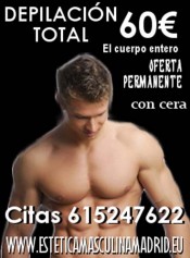 DEPILACION TOTAL MASCULINA 60€, PIEL HIGIENICA Y PRESENCIA P